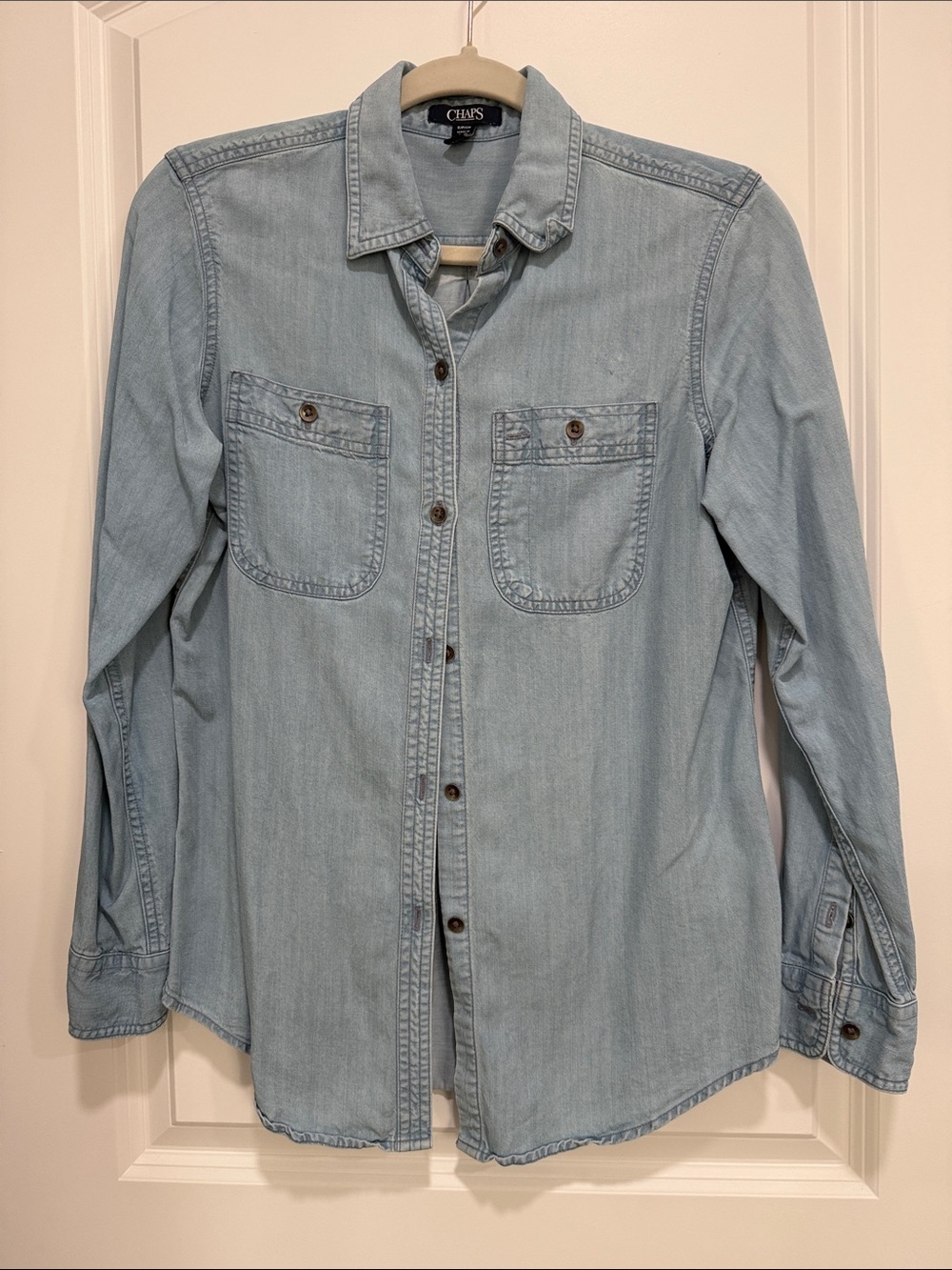 Chaps Light Blue Denim Shirt with Chest Pockets
